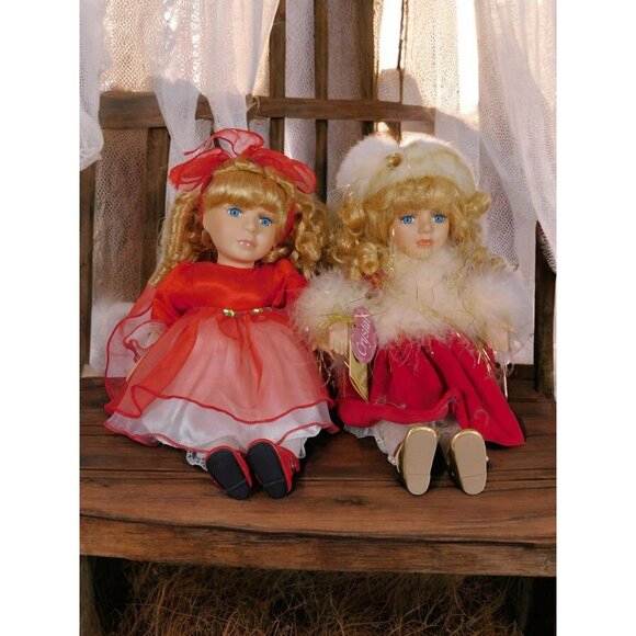 SALE Vintage Collector's Choice Porcelain Animated Musical Dolls Set of 2 12" Ho - Picture 1 of 13